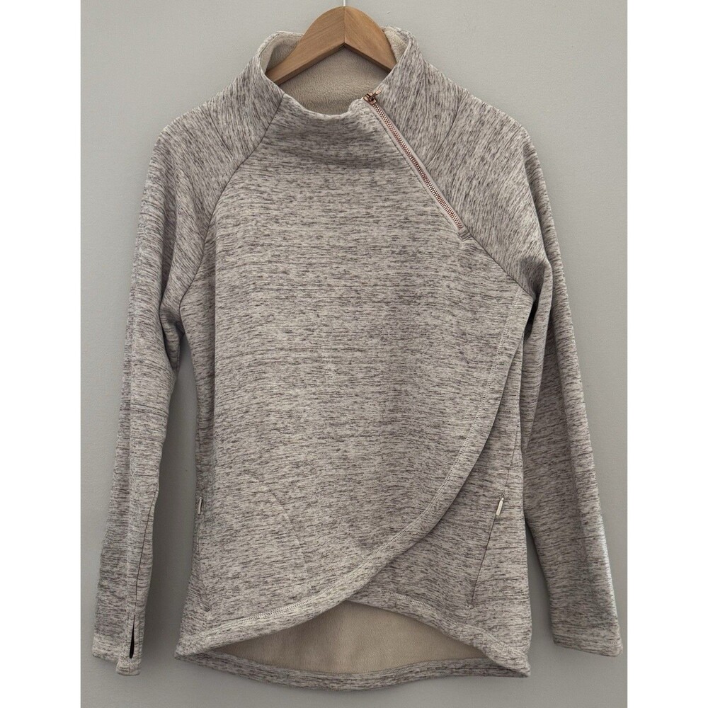 Athleta Cozy Karma Asym Pullover Size Medium/Pockets Mock Neck